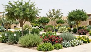 مجموعة متنوعة من النباتات والأشجار المناسبة للحدائق في المناخ المحلي تنسيق حدائق