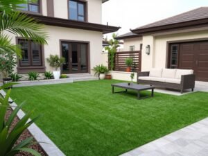مشروع حديقة منزلية بعشب صناعي في أمغرة