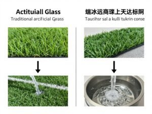 مقارنة بين العشب الصناعي التقليدي والعشب صناعي امغره شبك تركي
