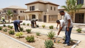 منسق حدائق 94080140 يشرف على تنفيذ مشروع تنسيق حديقة منزلية في الكويت
