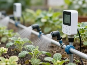 نظام ري بالتنقيط متطور مستخدم من قبل زراع الكويت في حديقة منزلية