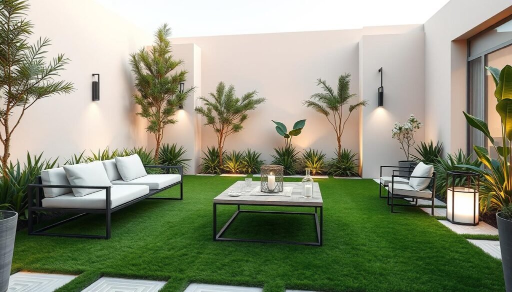 تنسيق حدائق الشامية - حديقة مودرن بتصميم عصري ومسطحات خضراء