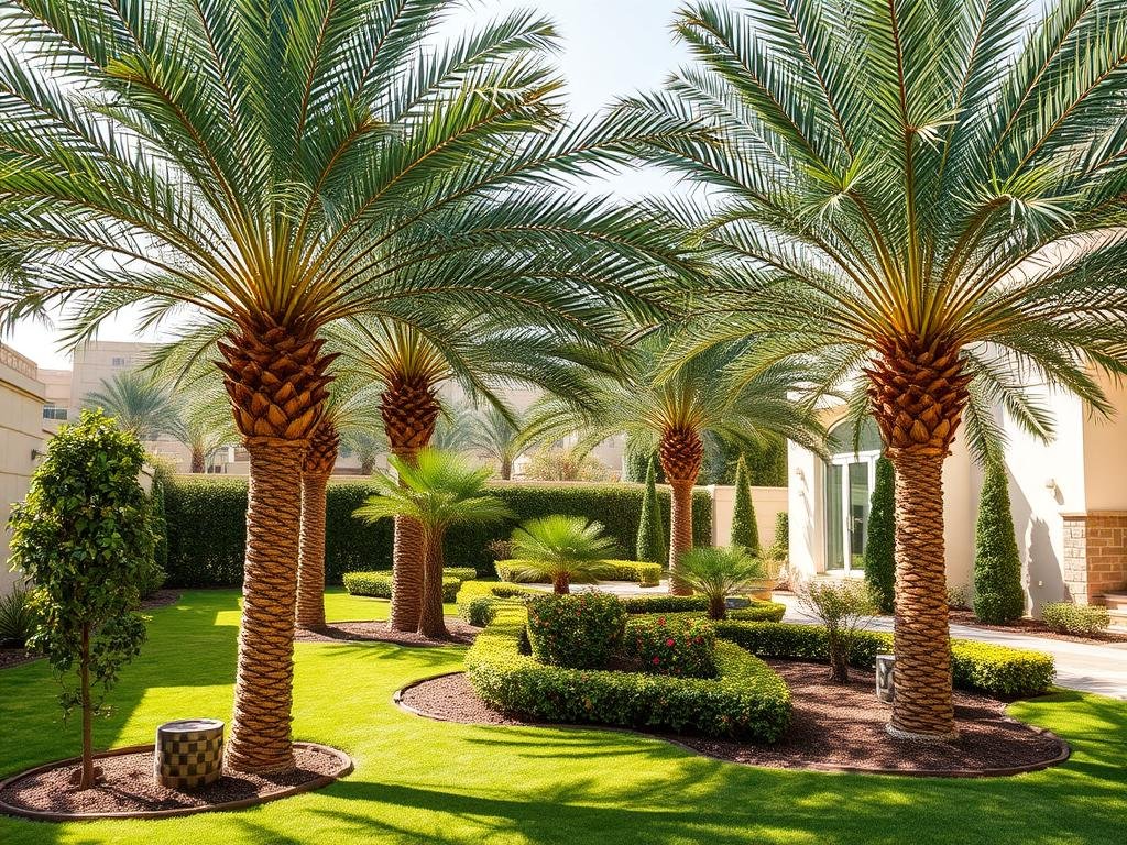 تنسيق حدائق الشامية - زراعة النخيل والأشجار المتنوعة في حديقة فيلا