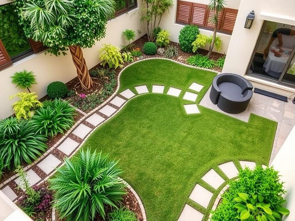 تنسيق حدائق منزلية بالكويت مع مساحات خضراء وممرات جميلة