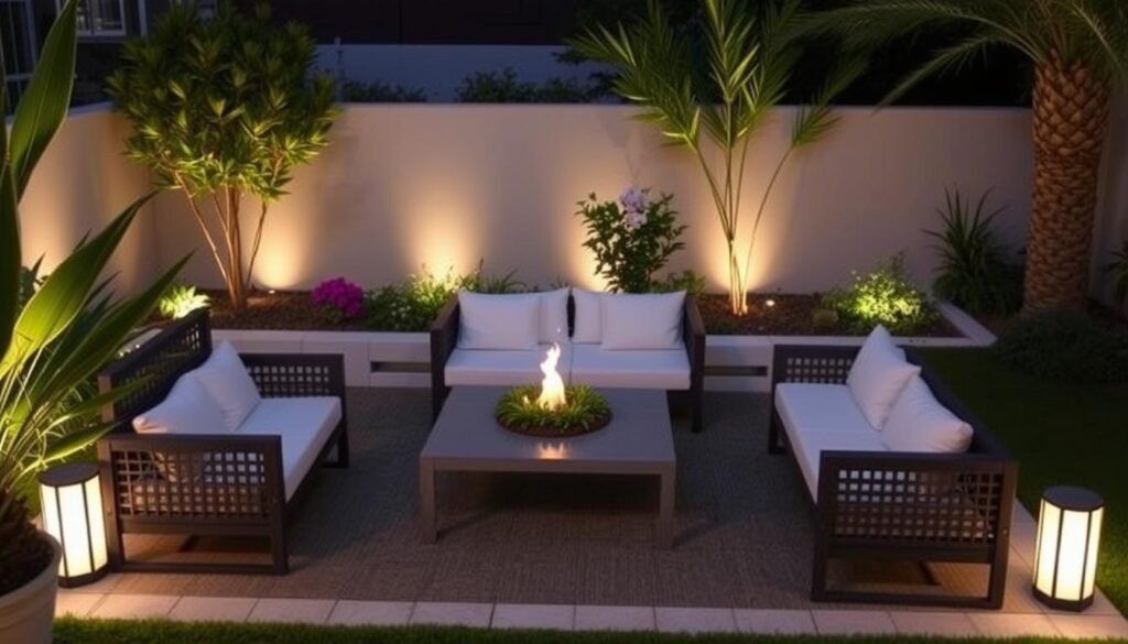 جلسة خارجية أنيقة في حديقة بمبارك الكبير