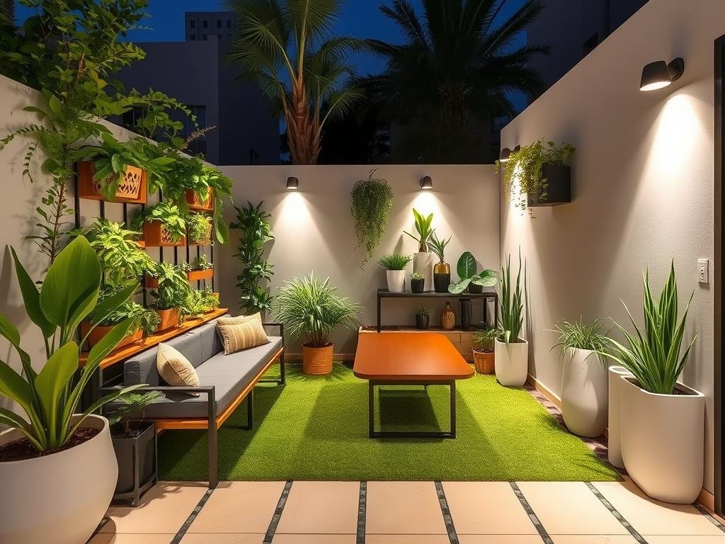 حديقة منزلية صغيرة تم تنسيقها بشكل عصري في حي السلام