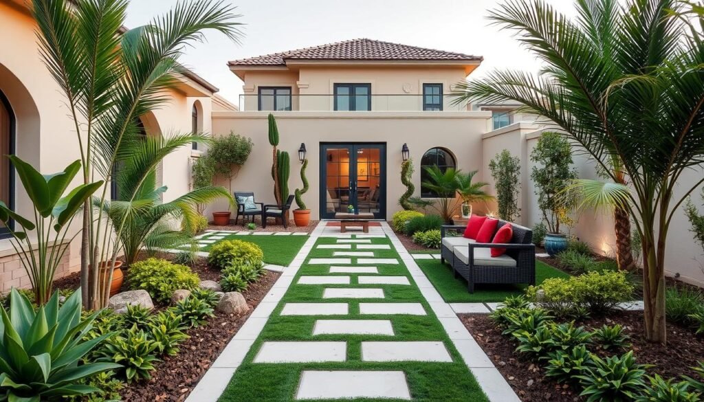 حديقة منزلية منسقة بشكل احترافي في الكويت