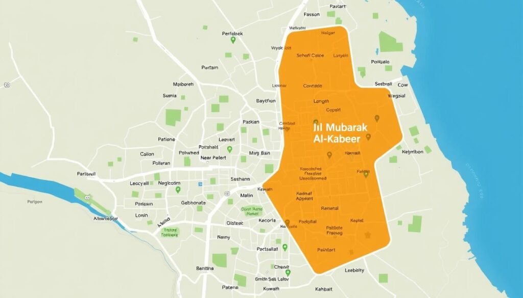 خريطة مناطق خدمة تنسيق حدائق مبارك الكبير