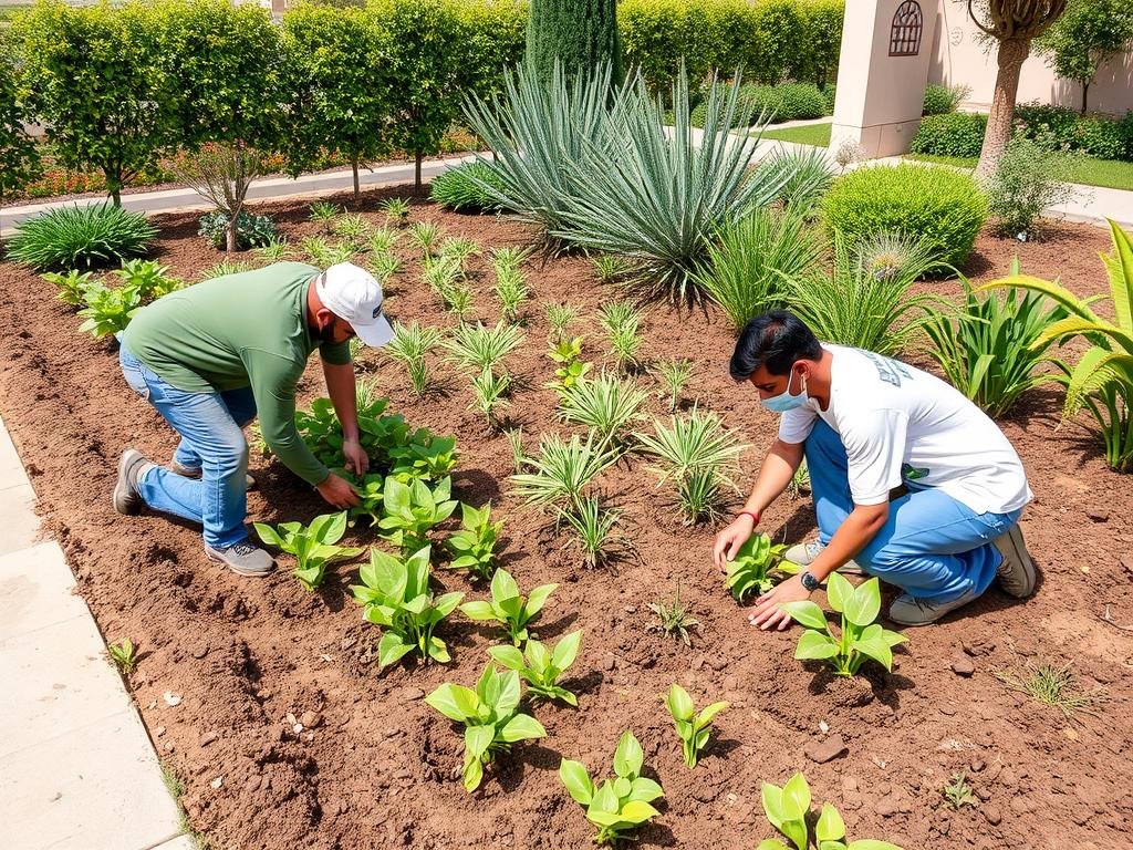عملية تبديل تربة وزراعة في حديقة بمبارك الكبير