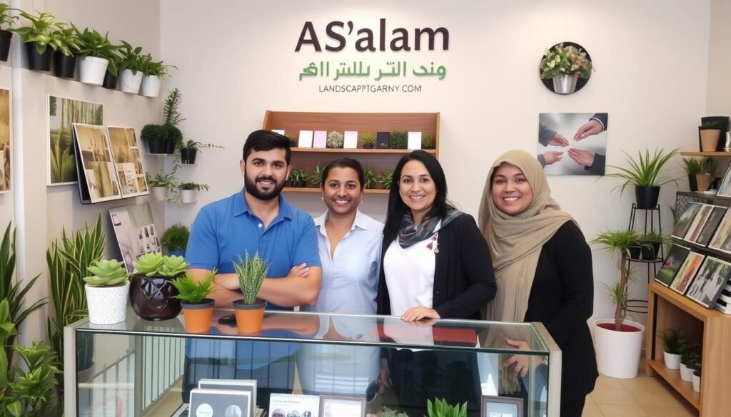 فريق خدمة العملاء في شركة تنسيق حدائق السلام