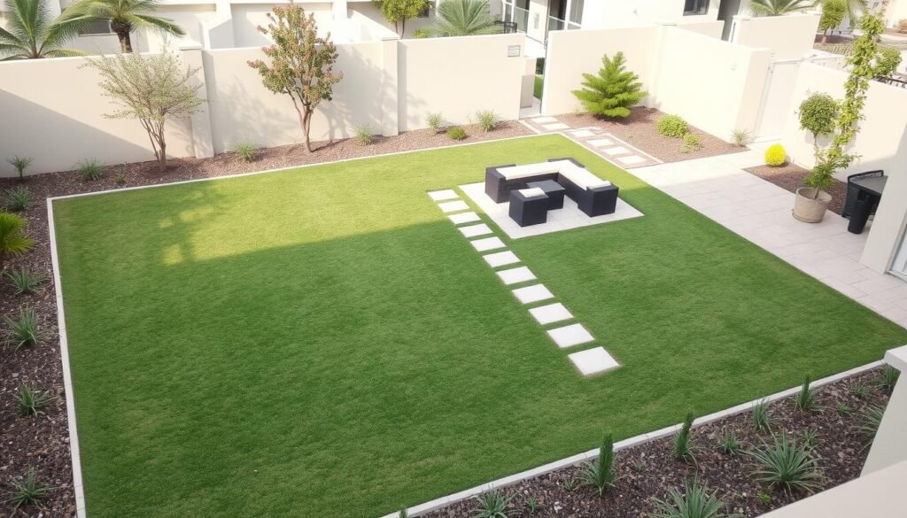 نموذج لحديقة تم تنسيقها بميزانية متوسطة في حي السلام