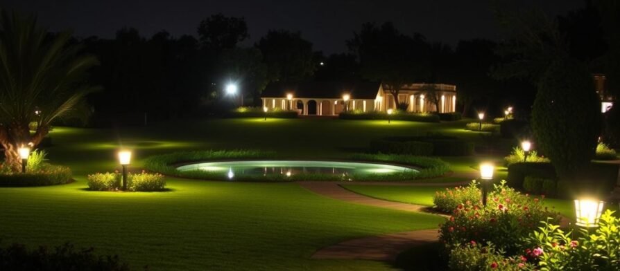 أعمال الإضاءة في الحدائق