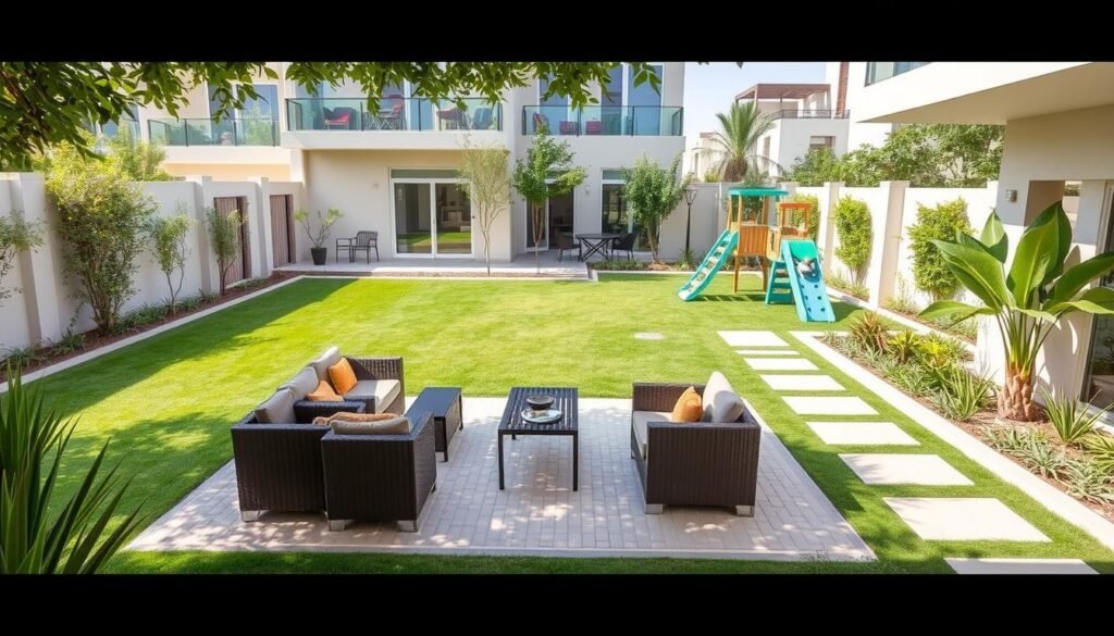 حديقة فيلا عائلية في المنصورية بتصميم متكامل