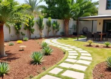 حديقة منزلية منسقة في منطقة الدعية بالكويت تظهر تنسيق حدائق الدعية بشكل احترافي