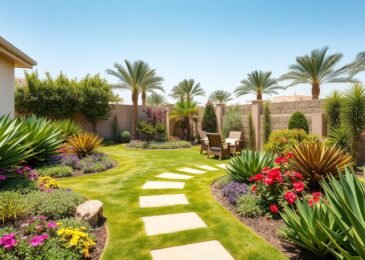 حديقة منزلية منسقة في منطقة حولي تظهر تنسيق حدائق حولي