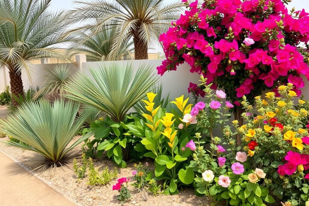 مجموعة من النباتات المتأقلمة مع مناخ المنصورية في الكويت