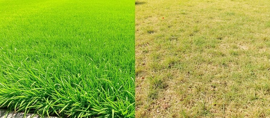 مقارنة بين الثيل الصناعي والعشب الطبيعي في حديقة منزلية بالكويت