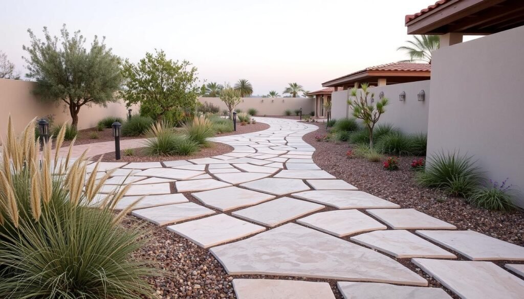 ممرات حجرية أنيقة في حديقة بمنطقة المنصورية