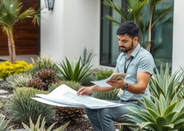 منسق حدائق يقوم بتصميم حديقة منزلية في الكويت