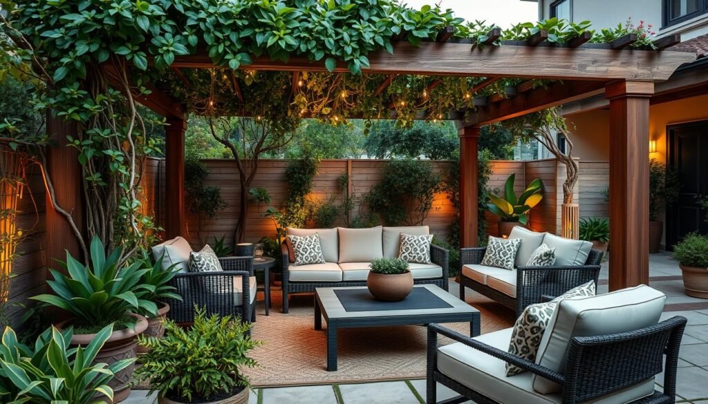 منطقة جلوس أنيقة في حديقة منزلية بالمنصورية