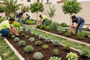 زراعة النباتات والأشجار في حديقة خيطان