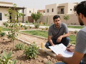شركة تنسيق حدائق جابر العلي تعاين مساحة منزلية